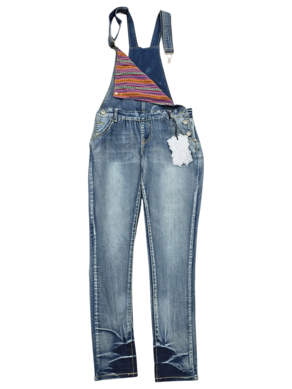 Hot Kiss Ava Overall Sz 11 Y2K Boho Tribal Woven Denim Overalls